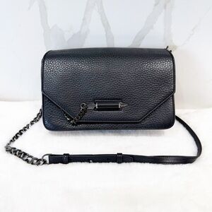 Mackage Pebbled Leather Black Gunmetal Shoulder Bag